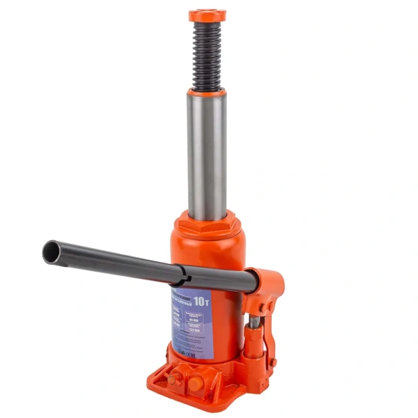 Домкрат бутылочный 10т с клапаном (h min 200мм, h max 385мм, ход штока-125мм, ход винта-60мм)