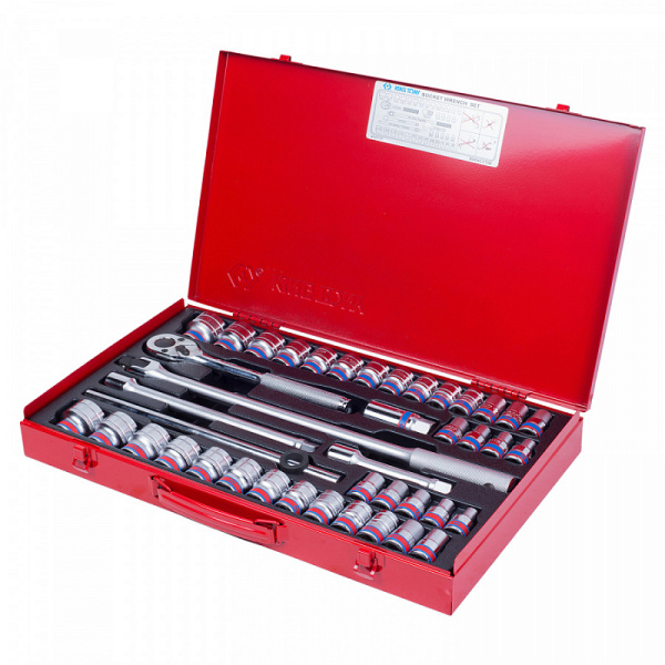 Набор торцевых головок с принадлежностями 1/2", шестигранные, 10-32 мм, 5/16"-1-1/4", 42 предмета KING TONY 4542CR