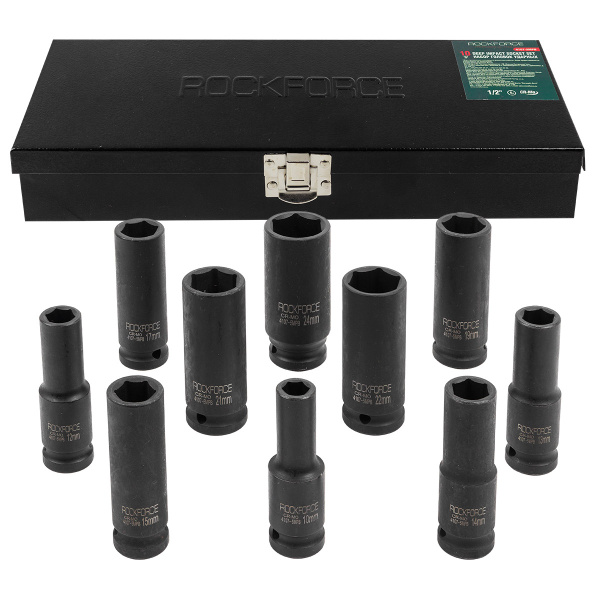 Набор головок ударных глубоких 10пр.,1/2''6гр.(10,12-15,17,19,21,22,24мм), в кейсе
