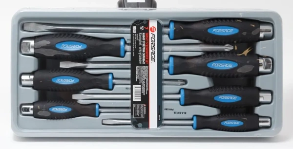 Набор отверток силовых магнитных ''Profi''S2, 7пр.(PH:1x80,2х100,3х150мм, SL: 5.5х125, 6.5х150, 8х150, 10x200мм)в лотке