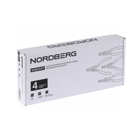 Набор съемников стопорных колец NORDBERG 408004T, 4 предмета в ложементе для тележки