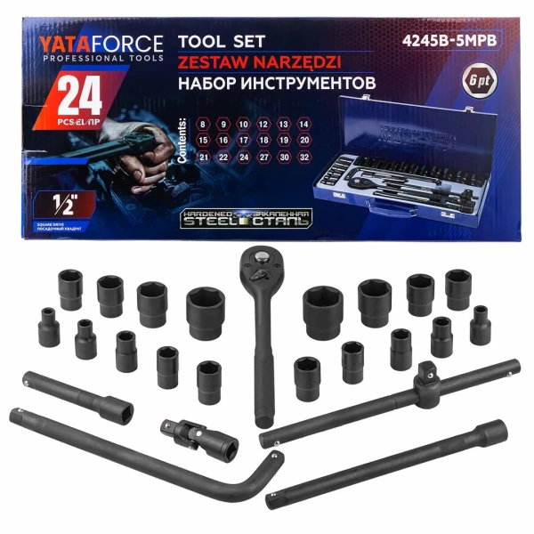 Набор инструментов 24пр. 1/2''(6гр.)(8-32мм)