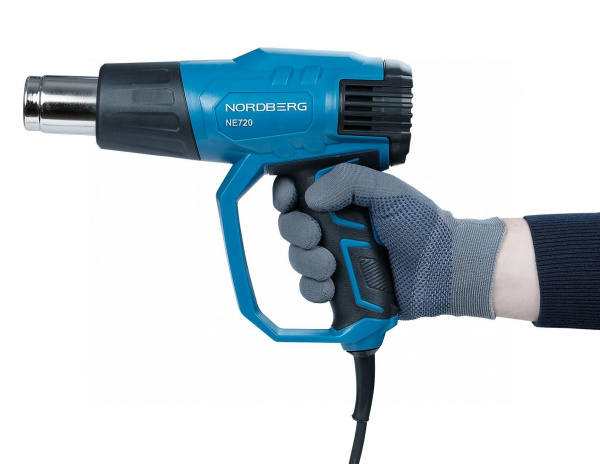 Фен с комплектом насадок NORDBERG NE720K, 50-650°С, 2000 Вт