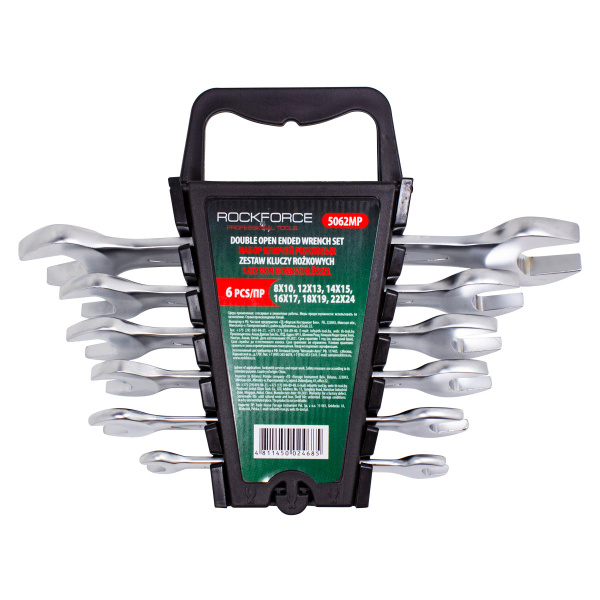 Ключи рожковые, набор 6пр. (8х10, 12х13, 14х15, 16х17, 18х19, 22х24мм)