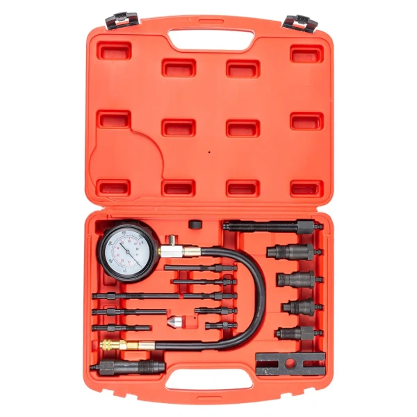 Тестер компрессии дизельного двигателя (имитатор свечи: М10х1.0х91мм, М10х1.0х119мм, М10х1.25х135мм, М10х1.0х83мм,М8х1.0х102мм,М10х1.0х113мм), в кейсе