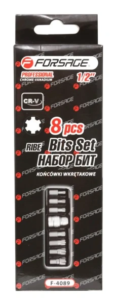 Набор бит RIBE c битодержателем,8пр. 1/2''(L:30,M5,М6,М7,М8,М10,М12,M14) в ложементе