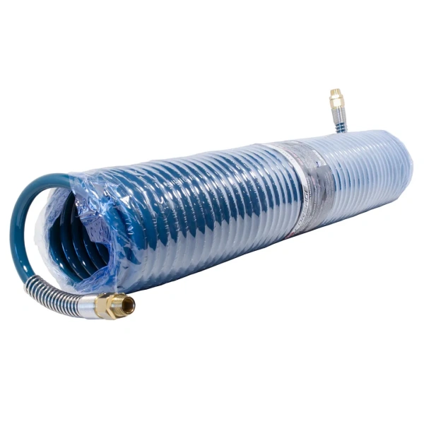 Шланг витой полиуретановый 12мм х 18мм х 15м с резьбовыми наконечниками 1/2''(латунь, макс. давление - 15bar, рабочая температура от -20 до +60 гр.)