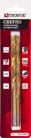 Сверло спиральное по металлу Thorvik TDB025NTB HSS TiN, ø 2,5 мм