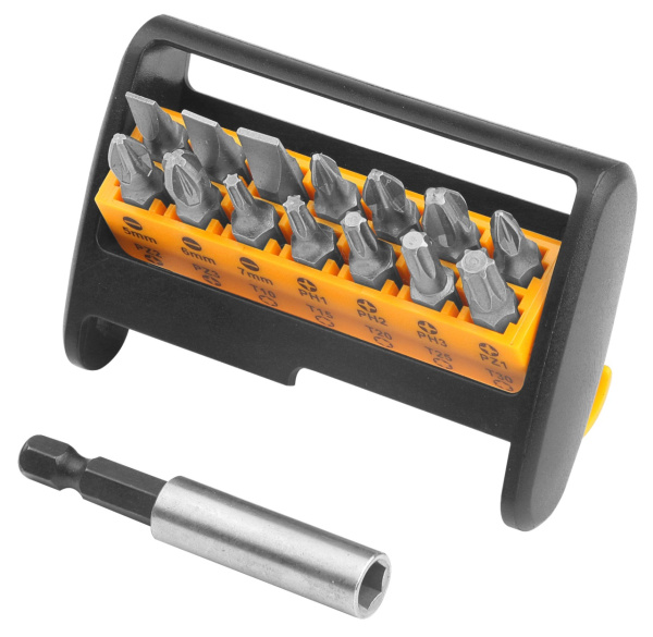 Набор вставок (бит) 1/4" PH, PZ, Torx 15 предметов TOLSEN TT20365