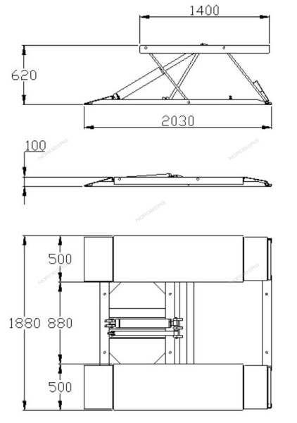Подъемник ножничный NORDBERG N633-2.5