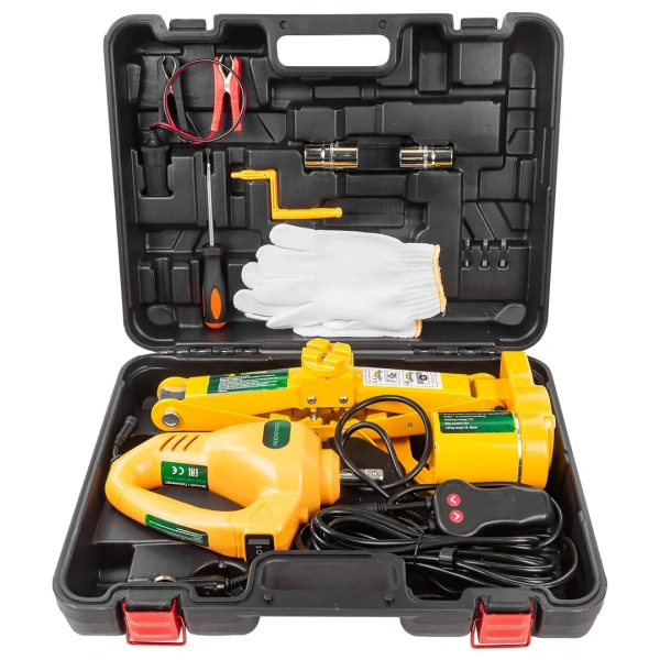 Автокомплект электро 2в1 (домкрат ''ромб'': 2т, h min 120мм, h max 350мм, гайковерт: 100Вт, 340Нм)