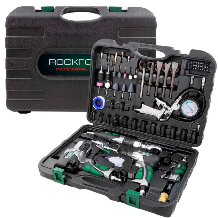 Набор инстр. с аксессуарами 57+36 пр(гайковерт-1/2'',650н/м,пневмозач.маш.-6мм, 25000об/мин,пневмотрещ.-1/2'',68н/м,пневмозубило,подкачка, продувоч)