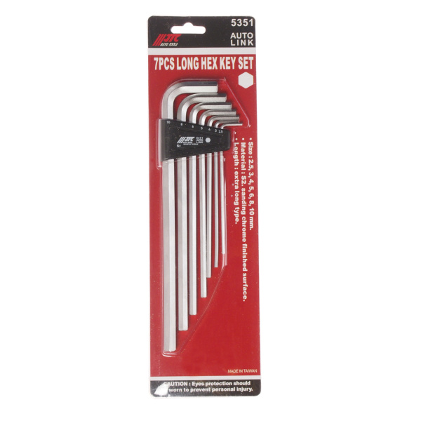 Набор ключей шестигранных Г-образных экстрадлинных JTC 5351 ( 2,5-10 мм, 7 предметов)