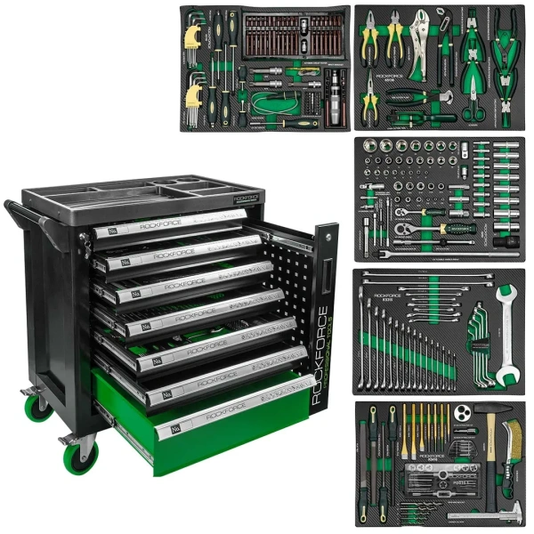 Тележка инструментальная 7-и полочная с набором инструментов 274пр и дополнительной боковой секцией 810х480х850мм