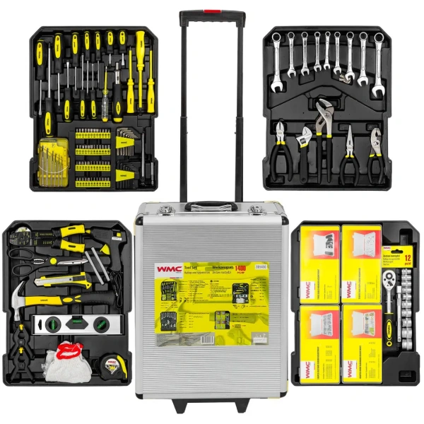 Набор инструментов 1400пр.1/2''(6-гр.) (10-24мм, ключи 6-17мм,шарнирно-губцевый,биты,отвертки,расходник), ''Дорожный кейс''