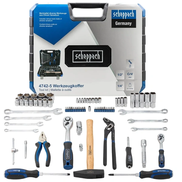 Набор инструментов 74пр.1/4'', 1/2'' (6гр.)