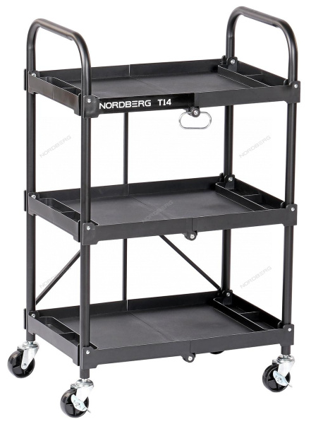 Тележка инструментальная с 3 пластиковыми полками, складная T14