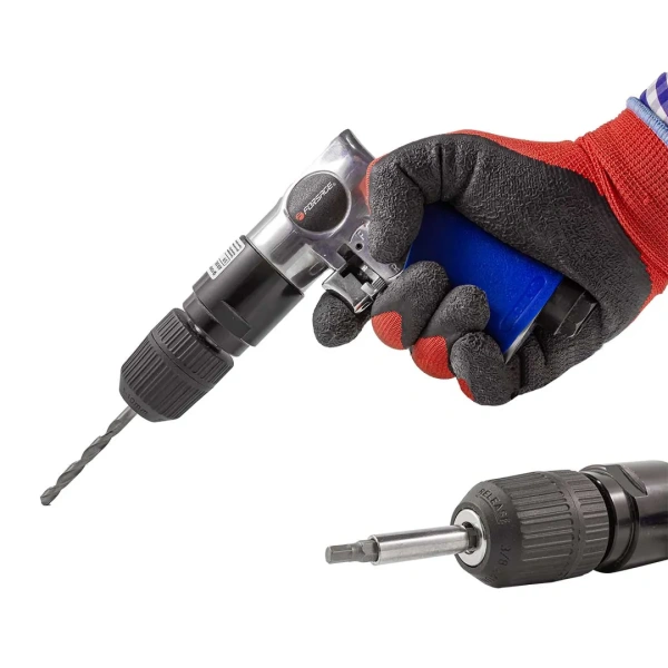 Пневмодрель с реверсом, набором бит и сверл 20пр(патрон:1-10мм,2200об/мин,6.3Bar,штуцер 1/4'')