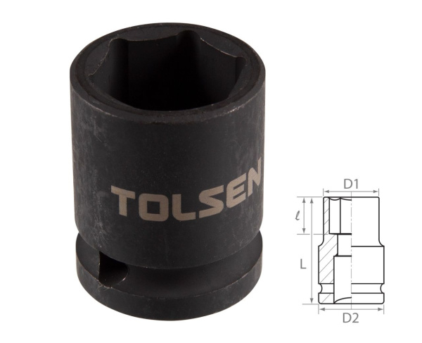 Головка торцевая ударная шестигранная 1/2" 21 мм TOLSEN TT18221