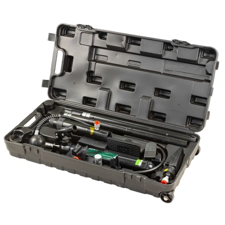 Набор гидравлического оборудования для кузовных работ 10т.(насос, цилиндр + комплект удлинителей и надставок), в кейсе на колесах