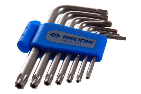 Набор Г-образных TORX, T10-T40, короткие с отверстием, 7 предметов KING TONY 20407PR