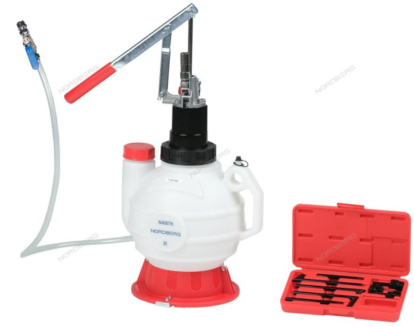 Установка для заливки масла в АКПП, ручная, с переходниками, 7,5 л NORDBERG N4007K