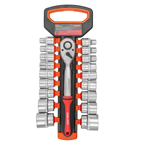 Набор инструментов, головки с трещоткой, набор 19пр., 1/2''(8-15, 17-22, 24, 27, 30, 32мм