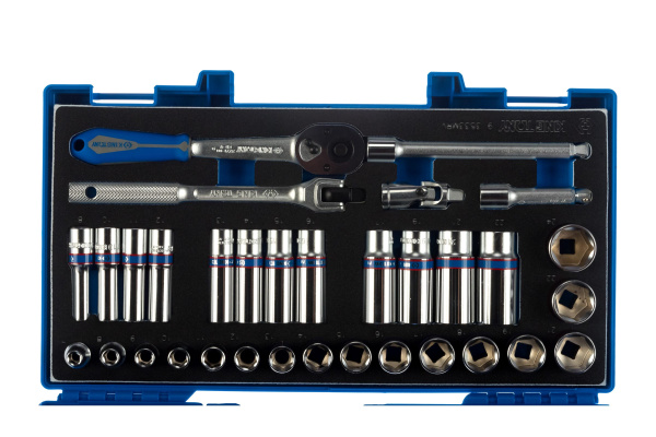 Набор торцевых головок с принадлежностями 3/8", шестигранные, 7-24 мм, 33 предмета KING TONY 3533MRV