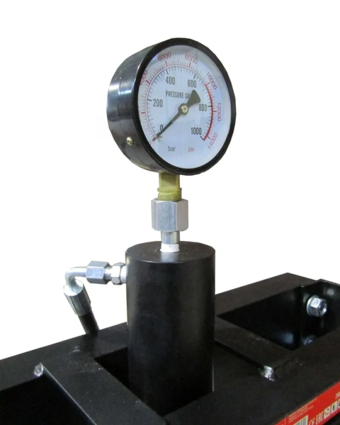 Пресс гидравлический с манометром напольный 20т ручной(рабочая высота:0-1030мм.рабочая ширина-500мм.Рабочий стол:210*500,ход штока 160мм)