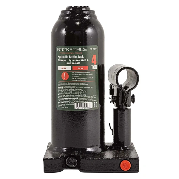 Домкрат бутылочный 4т с клапаном (высота подхвата-180, высота подъема-350мм)