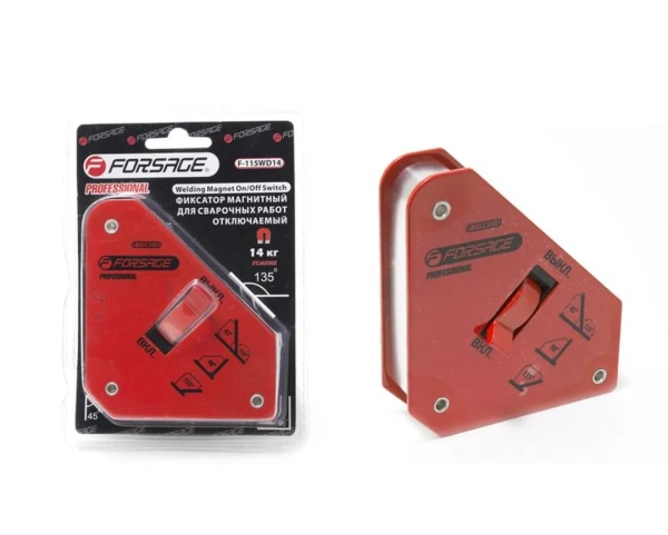 Фиксатор магнитный для сварочных работ с кнопкой ''ВКЛ/ВЫКЛ''(25кг, 135гр., 90гр., 45гр.), в блистере