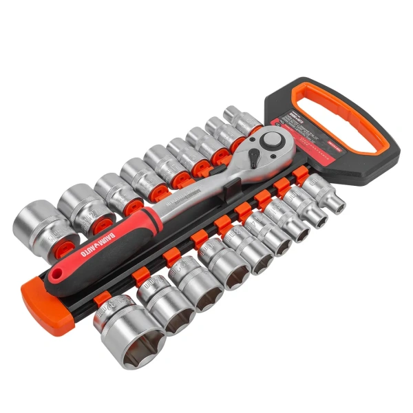 Набор инструментов, головки с трещоткой, набор 19пр., 1/2''(8-15, 17-22, 24, 27, 30, 32мм