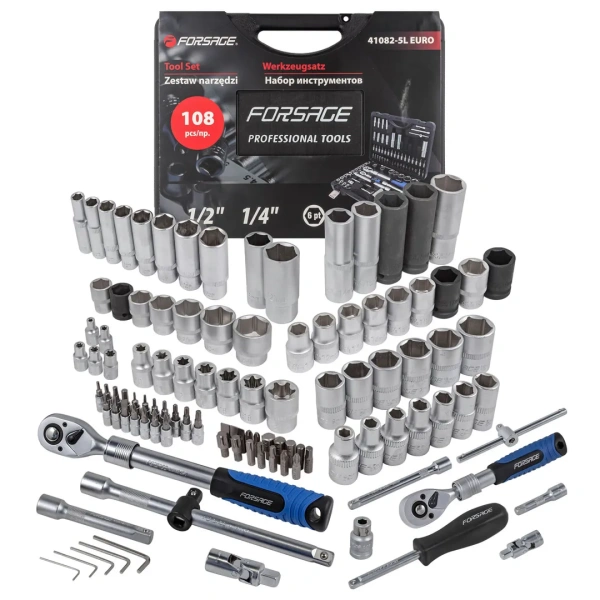 Набор инструментов 108пр.1/4''&1/2''(6гр.)(4-32мм)