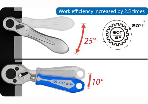 Трещотка KING TONY 276B-0225, 1/4", 88 мм, 60 зубцов, флажковая, для вставок (бит)