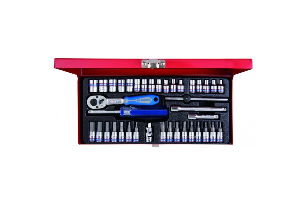 Набор торцевых головок с принадлежностями 1/4", шестигранные, 4-13 мм, 39 предметов KING TONY 2539MR