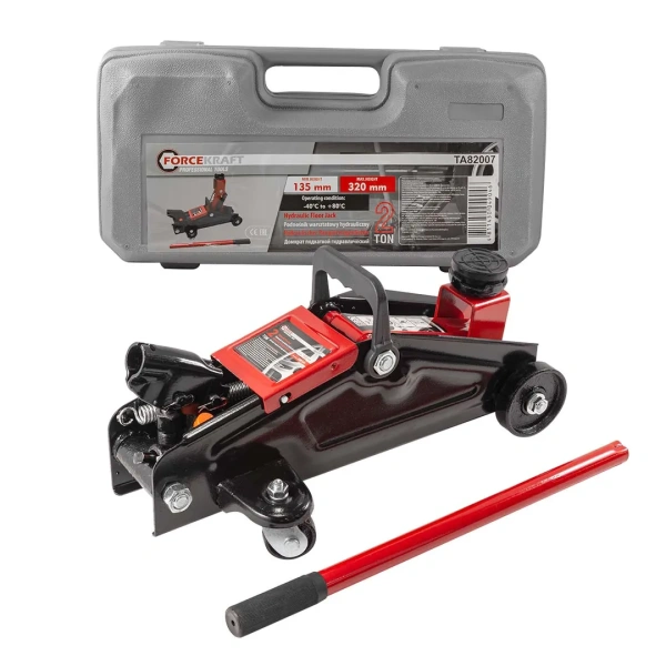 Домкрат подкатной гидравлический 2 т (h min 135мм, h max 320мм) в кейсе