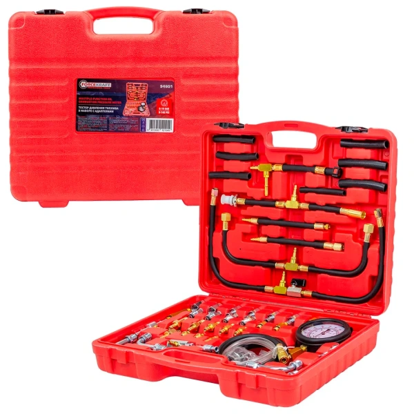 Тестер давления топлива в наборе с адаптерами 46пр. (0-10 bar) в кейсе.