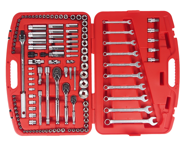 Набор инструментов 123 предмета слесарно-монтажный 1/4",3/8",1/2" 6-ти гран. метрич/дюйм в кейсе JTC-H123C