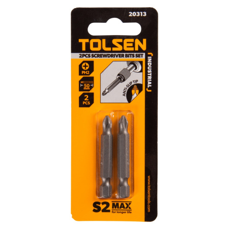 Набор вставок (бит) торцевых 1/4" Phillips PH2 50 мм 2 предмета TOLSEN TT20313