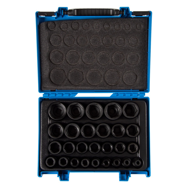 KING TONY Набор ударных торцевых головок 1/2", шестигранные, 8-36 мм, 27 предметов