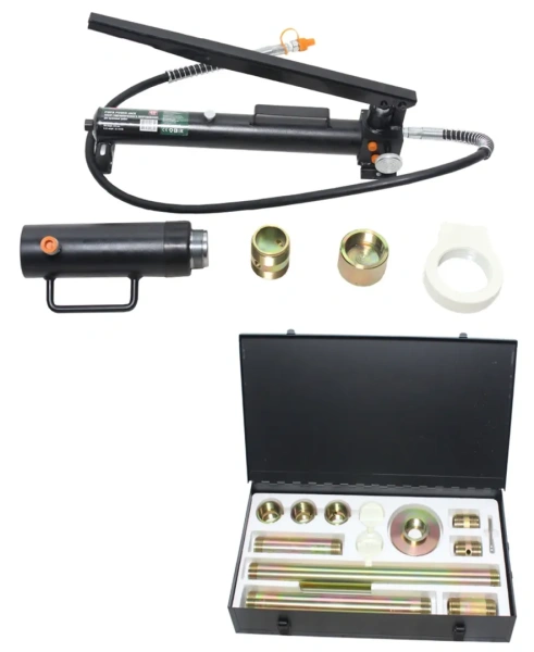 Набор гидравлического оборудования для кузовных работ, 20т,(насос, цилиндр + комплект удлинителей и надставок), в двух металлических кейсах