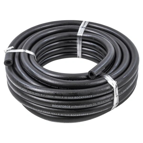 Шланг резиновый армированый бензо-маслостойкий 10х16.5ммх10м(повышенная гибкость и сопротивление к излому,раб.давл. 20bar,max 60bar,-30C°+70C°,DIN2001