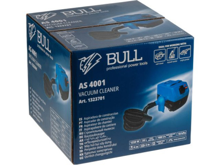 Пылесос BULL AS 4001 + аксессуары 1250 Вт, 38 л, 4м кабель, 4м шланг