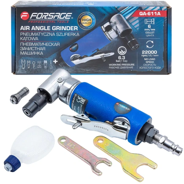 Пневмозачистная машинка угловая(цанга:6мм, 22000об/мин,6.3bar)