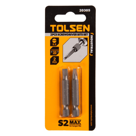 Набор вставок (бит) торцевых 1/4" Slotted 5,5х0,8 мм 50 мм 2 предмета TOLSEN TT20305