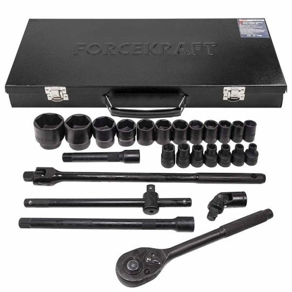 Набор инструментов ударных 26пр. 1/2''(6гр.) (8-32мм, Cr-Mo), в металлическом кейсе