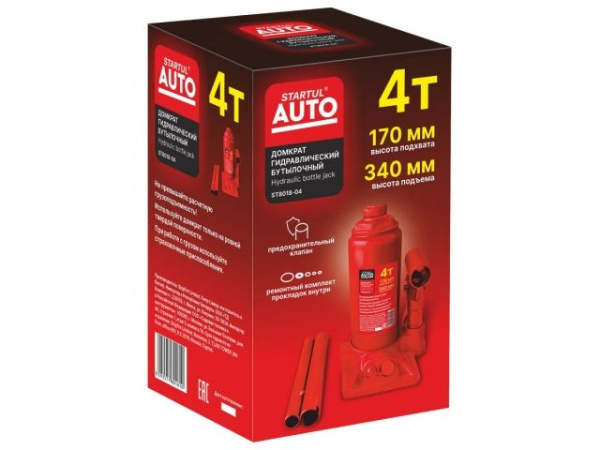 Домкрат гидравлический 4т бутылочный 170-340мм STARTUL AUTO (ST8018-04)