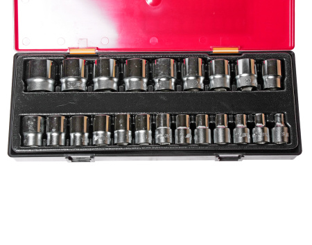 Набор головок торцевых 12-ти гранных JTC K4222 (1/2", 08-32 мм, 22 предмета в кейсе)