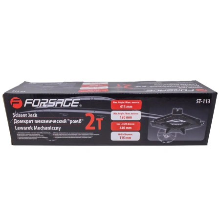 Домкрат механический ''ромб''2.0т с резиновой подставкой (h min 120мм, h max 413мм)