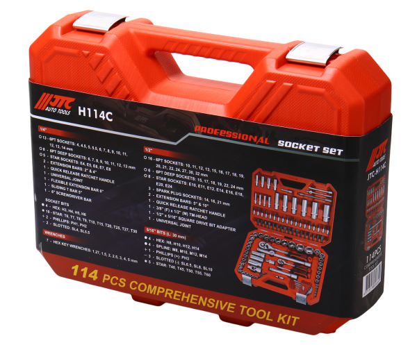 Набор инструментов 1/4" & 1/2" 6-гранный (в кейсе) 114 предметов JTC-H114C